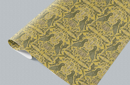 Ochre Wild Birds Wrapping Paper GWM116