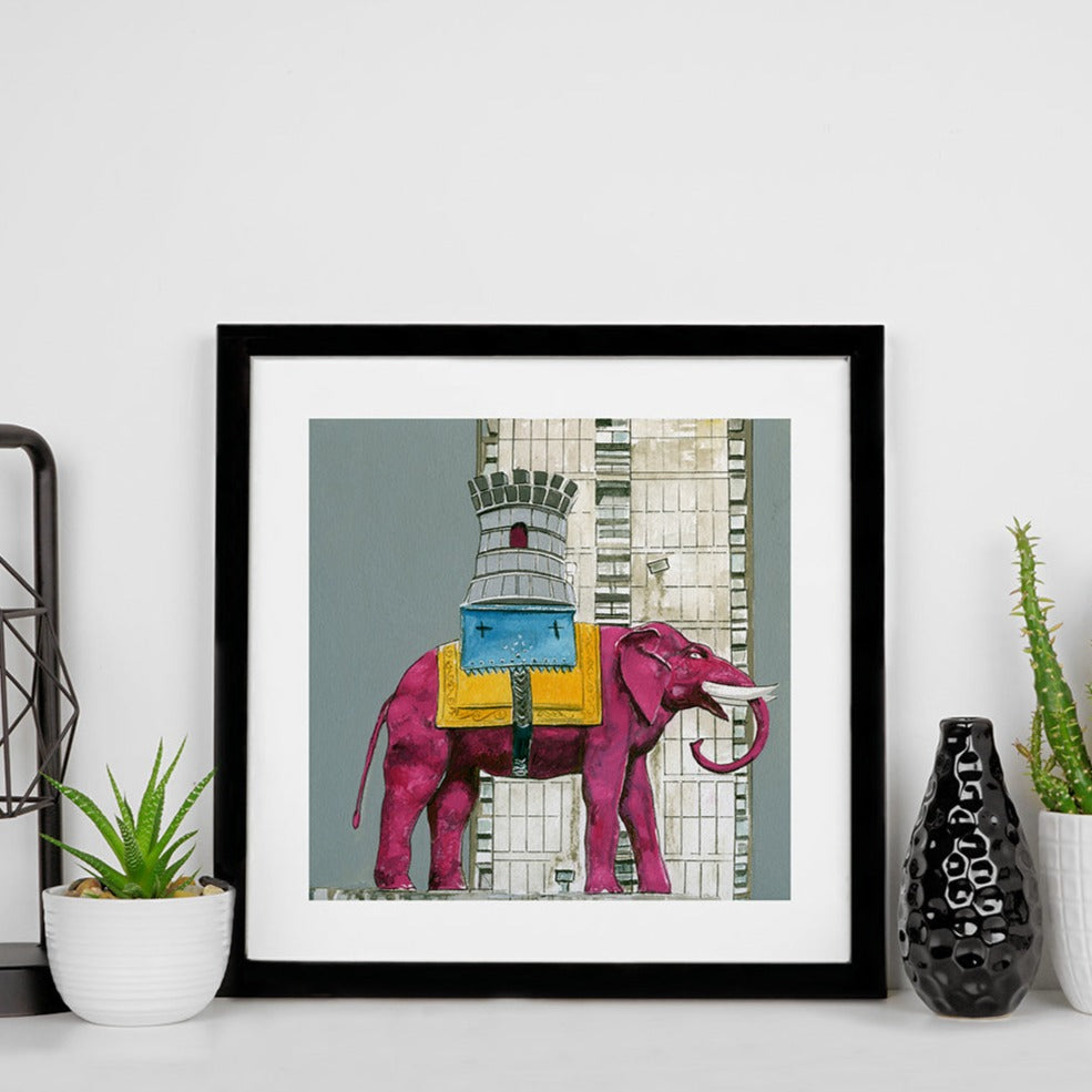 Pink Elephant Print